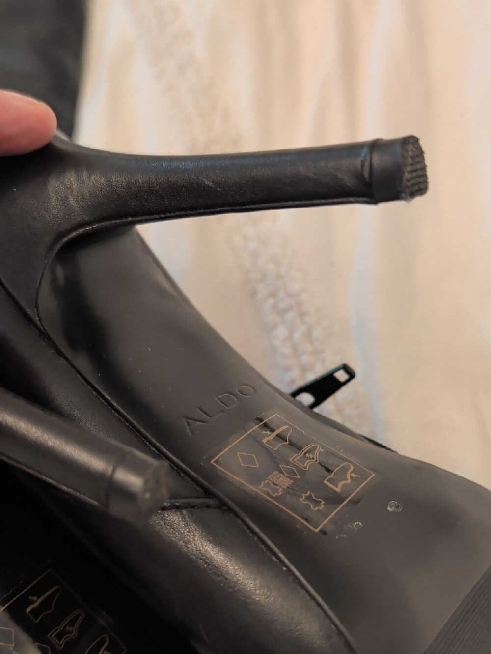 Aldo Black Pointed Toe Knee-High Heeled Boots - Picture 5 of 9